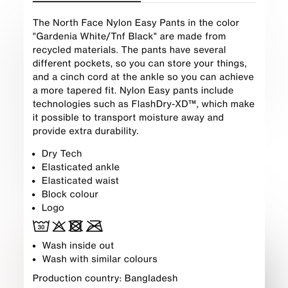 The North Face Women’s Nylon Easy Pants Black and White Color Block - Picture 16 of 16